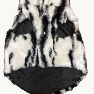 Fur Baby Zebra Print Faux Fur Dog Coat With Quilted Lining Snap Buttons Size Med